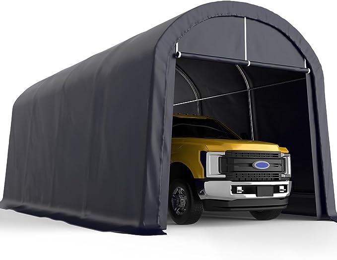 KING BIRD 10' x 20' Heavy Duty Anti-Snow Carport Round Style Outdoor Instant Garage Car Canopy with Reinforced Ground Bars