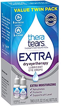 TheraTears Eye Drops for Dry Eyes, Extra Dry Eye Therapy Lubricant, 0.5 Fl Oz, 15 Ml, 2 Pack