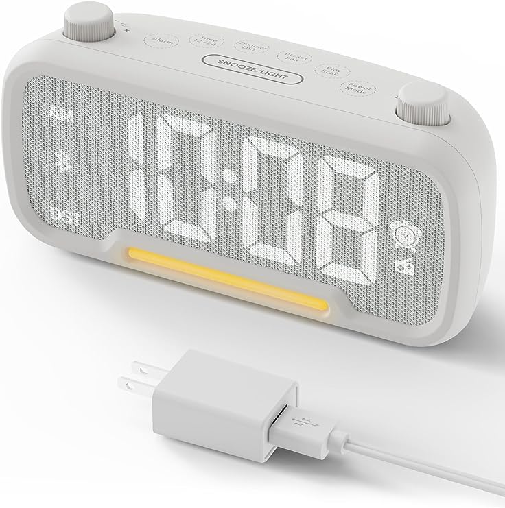 Clock Radios for Bedroom with Bluetooth Speaker FM Radio,Easy Touch Control & Knob Control,Night Light,Large LED Display,Ajustable Dimmer and Volume,12/24H,Easy to Set Alarm Clocks for Bedrooms