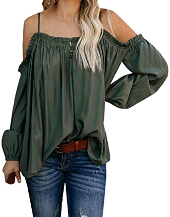 Palarn Women Tops, Womens Casual Off Shoulder Solid Long Sleeve Ladies Loose Tops T-Shirt Blouse