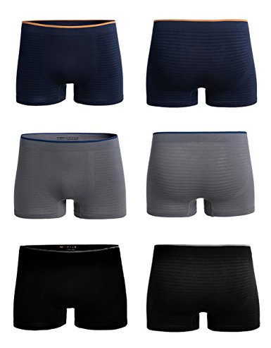 A.WAVE Mens Seamless Stretchable Quick Drying Breathable Boxer Brief 6 Set