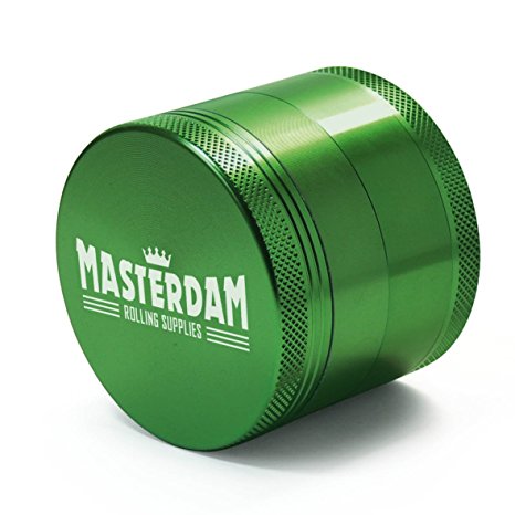 Masterdam Grinders Premium 2.2 Inch Herb Grinder with Pollen Catcher - 4 Piece Green Aluminum