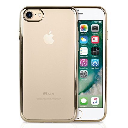 iPhone 7 Case TPU Case / TortugaArmor / Simply Slim Lightweight Clear Back Cover Case / Metallic Glossy Colored Trim / iPhone 7 - Metallic Gold