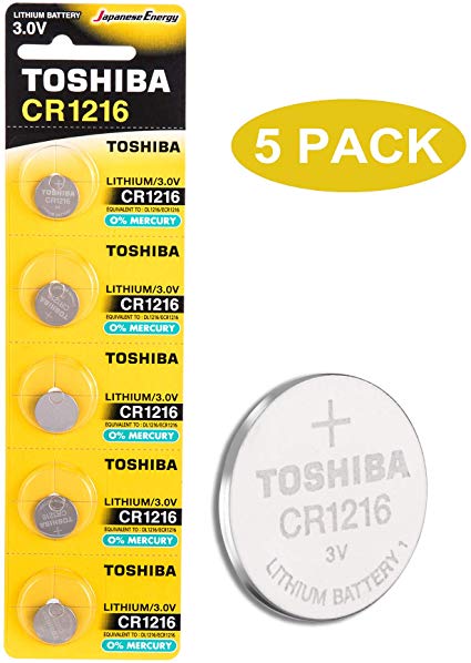 Toshiba CR1216 3V Lithium Coin Cell Battery Pack of 5