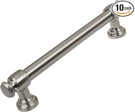 GlideRite Hardware 4361-128-SN-10 5 inch CC Modern Solid Steel Euro Cabinet Bar Pulls 10 Pack, 5", Satin Nickel Finish