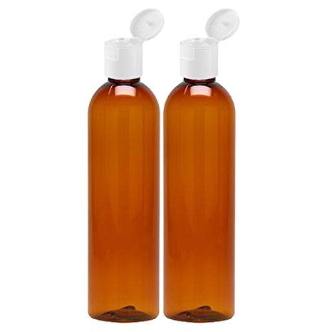 Moyo Natural Labs 8 oz Amber Flip Cap Empty Lotion Bottles BPA Free Refillable Shampoo Bottle Made in USA Amber 8 oz Pack of 2