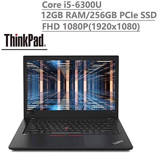 Lenovo Thinkpad T470 14" IPS Full HD FHD (1920x1080) Business Laptop (Intel Core i5-6300U, 12GB DDR4 RAM, 256GB PCIe NVMe M.2 SSD) Thunderbolt, Type-C, HDMI, RJ-45, Windows 10 Pro