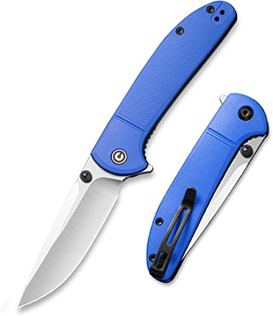 CIVIVI Badlands Vagabond Flipper Pocket Knife,3.25" 9CR18MOV Satin Blade Liner Lock Knife For EDC C2019C (Blue)