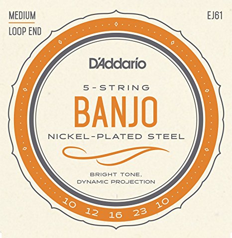 D'Addario EJ61 Nickel 5-String Banjo Strings, Medium, 10-23