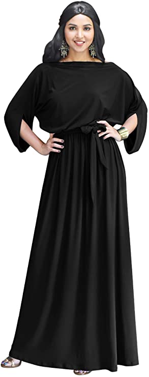 KOH KOH Flowy Formal Batwing Sleeve Evening Casual Gown