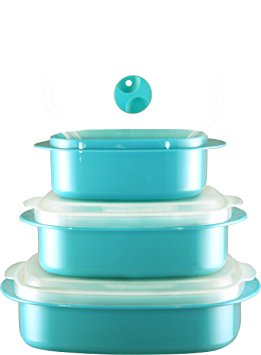 Calypso Basics by Reston Lloyd 6-Piece Microwave Cookware, Steamer and Storage Set, Turquoise