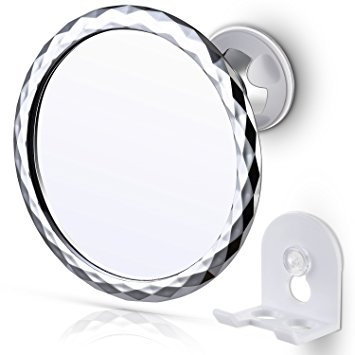 Miusco Fogless Shower Shaving Mirror With Suction Cup Razor Holder, Flexible Rotation Arm and Powerful Locking Suction Cup Mount, Chrome, 5.75 Inch, Round