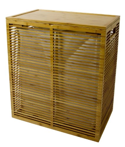 Open Slats Bamboo Hamper Plus Lid with Removable Canvas Liner