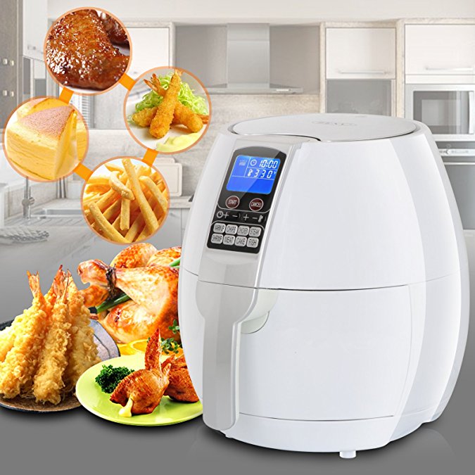 ZENY 3.5L/ 3.7QT Oil-Free 1500 Watts Electric Air Fryer Cooker with 8 Cooking Settings Holiday Christmas Gift (White)