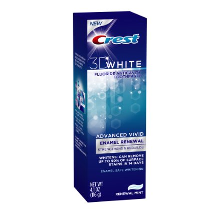 Crest 3D White Advanced Vivid Enamel Renewal Toothpaste, 4.1 Ounce (Pack of 2)