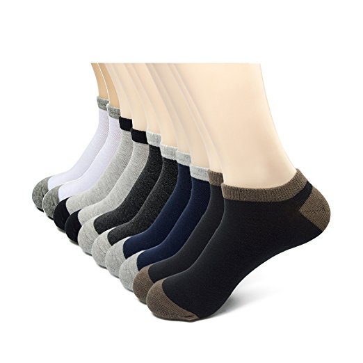 Newin Men's 10-Pack Comfort Low-Cut Cotton Socks for 10-13 Sock/8-12 Shoe MS07