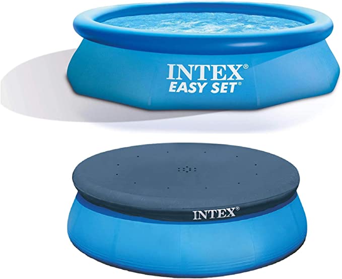 Intex 10'x30'x30" Inflatable Round Swimming Pool & 10' Pool Debris Cover Tarp