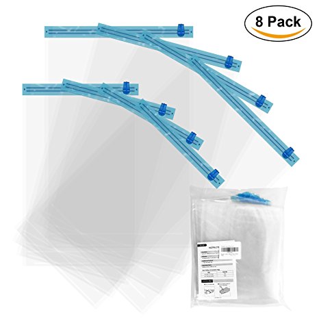 Becko Vacuum Space Saver Bags 8 Pieces Travel Roll Up Bag Size in 28 x 20 Inches & 24 x 16 Inch