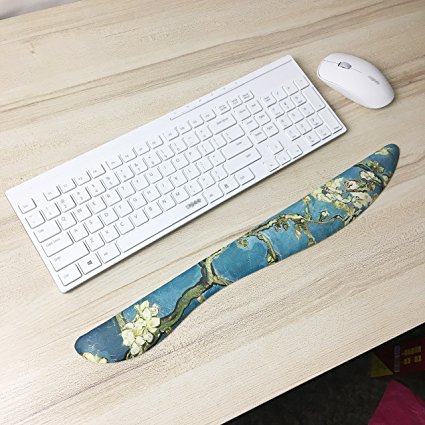 Ergonomic Mousepad with Wrist Support - Protect Your Wrists and De-clutter Your Desk - Premium Mouse Pad with Wrist Rest - Latest Custom Non-slip Design (Keyboard Pad-Almond Blossoms)