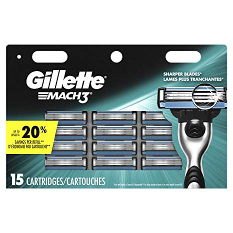 Gillette Mach3 Men's Razor Blades, 15 Blade Refills