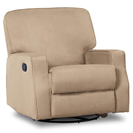 Delta Children Caleb Nursery Recliner Glider Swivel Chair, Beige