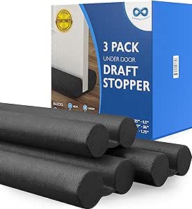 Easy to Install Under Door Draft Stopper for Bottom of Door - Fits Doors 30" to 36" - Thick 2" Foam Strip Blocks 50% More Noise - Door Sweep, Door Draft Blocker, Door Gap Filler - Everlasting Comfort