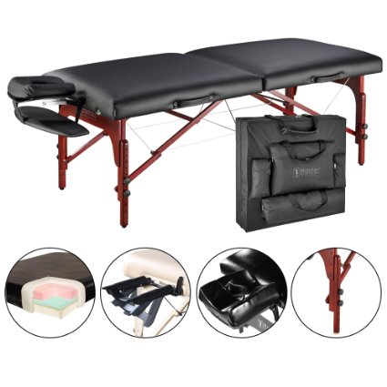Master Massage 31 Montclair Professional Portable Massage Table Package with MEMORY FOAM Layer -Black