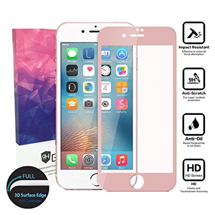 iPhone 7 Plus Glass Screen Protector,Acoverbest[Full Coverage]Tempered Glass for Apple iphone 7 Plus 5.5inch [3D Curve][9H Hardness][Anti-Scratch][Bubble Free][Ultimate Clarity](Rose Gold)