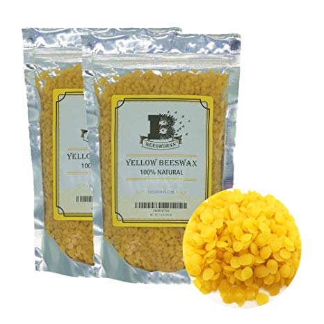 Beesworks Yellow Beeswax Pellets 2lb-Pack of (2) 1lb Packages - Cosmetic Grade