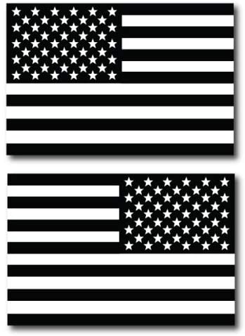 Black and White Opposing American Flags Car Magnet Decal - 4x6 2 Pack, Heavy Duty for Car Truck SUV