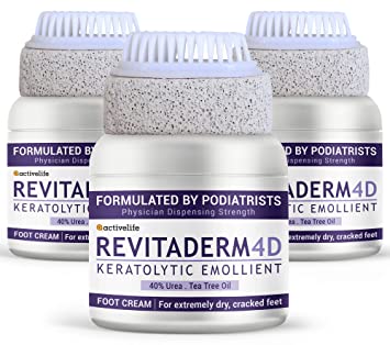 ActiveLife Revitaderm 40% Urea Cream for Calloused, Cracked Feet, Heels & Elbows - Callus Remover Lotion Urea Cream 40 Percent for Feet, Softens Rough, Dry Skin - (Pack of 3)