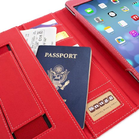 Snugg iPad Air  Case - Smart Cover with Flip Stand & Lifetime Guarantee (Red Leather)