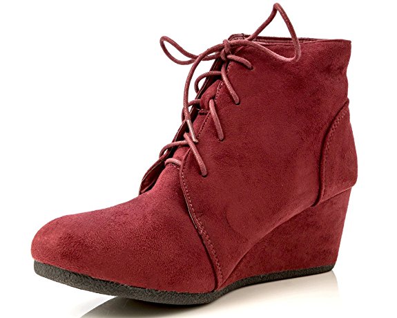 Charles Albert Women's Brushed Suede Lace-Up Wedge Ankle Booties