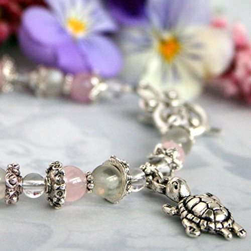 Fertility Bracelet with Fertility Blessing, Rose Quartz and Moonstone with Turtle Charm, for Infertility Support