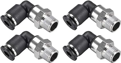 uxcell Push To Connect Tube Fitting Male Elbow 4mm Tube OD X 1/8NPT Thread Pneumatic Air Push Fit Lock Fitting 4pcs