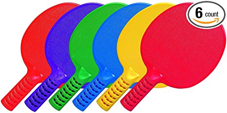 Coast Athletic Unbreakable Table Tennis Paddles, Set of 6, one each Blue, Green, Red, Yellow, Purple, and Orange