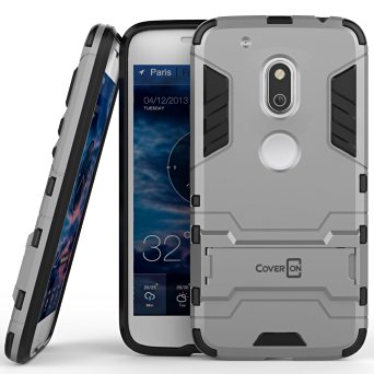 Moto G4 Play Case, CoverON® [Shadow Armor Series] Hard Slim Hybrid Kickstand Phone Cover Case for Motorola Moto G4 Play - Silver