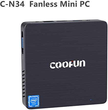 COOFUN Upgraded Fanless Mini PC 4GB LPDDR4/ 64GB eMMC Quad Core Intel Celeron N3450 Processor Desktop Computer Windows 10 Pro HDMI/VGA Port Support 2242 SSD,BT 4.2,3X USB 3.0,Auto Power on,Linux