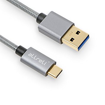aLLreLi USB Type C Cable, 1.0M USB 3.1 USB-C to Standard Type A USB 3.0 Charger for Samsung S8, Apple New MacBook 12 inch, Nexus 6P/5X, Oneplus 3/2, Chromebook Pixel, Asus Zen AiO - Grey