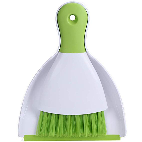 Dust Pan and Brush, Tiumso Mini Hand Broom and Dustpan Set, Dust Pan Brush Nesting Tiny Cleaning Broom, Dust Pan and Brush Set for Table, Desk, Countertop, Key Board, Cat, Dog and Other Pets, Dustpan