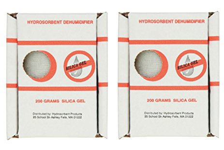 Hydrosorbent Silica Gel Dehumidifier 200 Gram Reuseable - 2 pack