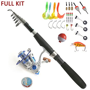 Fishing Rod and Reel Combo Spinning Reel Carbon Fiber Telescopic Kids Fishing Pole with Tackle Box