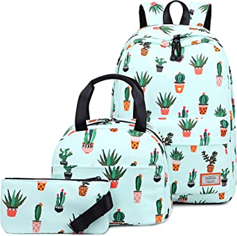Joymoze Water Resistant Teen Girl Bookbag with Lunch Bag and Pencil Purse
