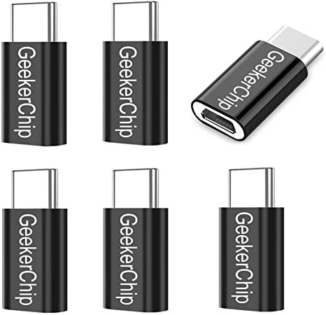 GeekerChip Micro USB Adapter to USB C,USB C Adapter[6 Pack]USB C(male) to Micro USB Adapter(female),Converts USB Type C input to Micro USB