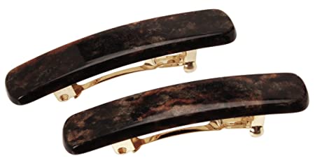 France Luxe Mini Rectangle Barrette, Mojave, Set of 2 - Classic French Design for Everyday Wear