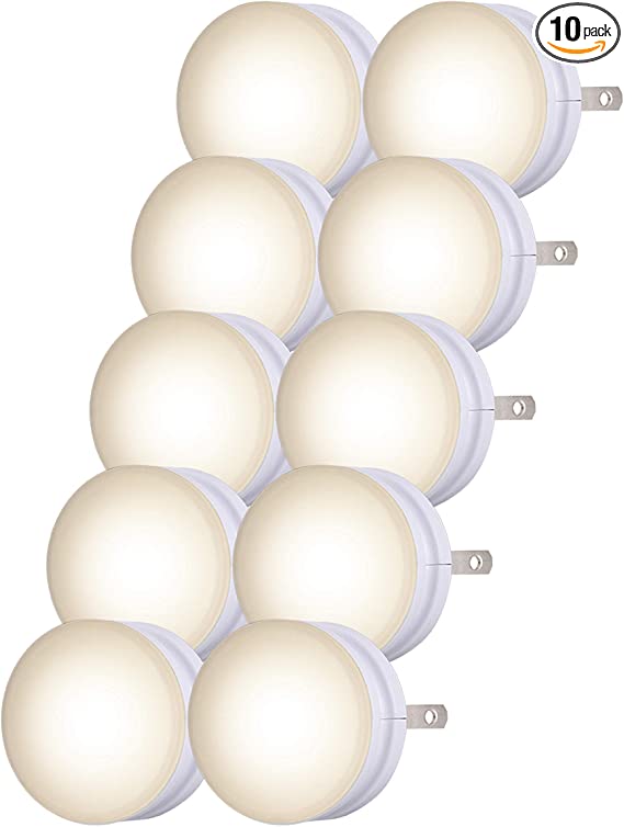 Lights by Night Warm White LED GLO Dot Night Light, 10 Pack, Always On, Compact, UL-Listed, Ideal for Hallway, Nursery, Bedroom, Bathroom, Kitchen, 46456, 10 Count