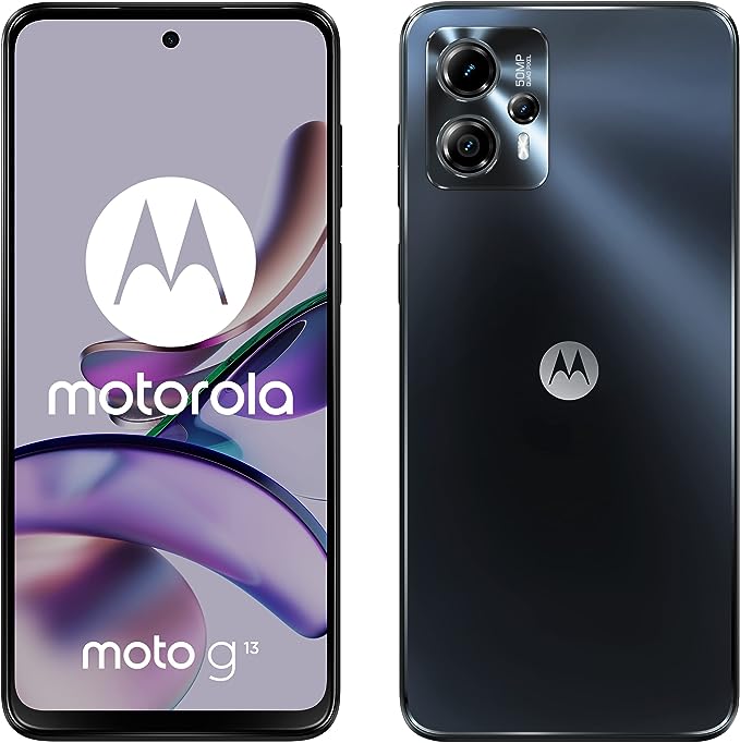 Motorolo moto (g13 6.5 Inch 90 Hz HD  Display, 50 MP Quad Pixel Camera, Dolby Atmos Stereo Speakers, 5000 mAh Battery, TurboPower Charging, 4/128 GB, Dual SIM), Matte Charcoal