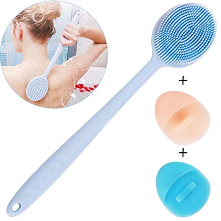 Ultra-soft Silicone Back Scrubber Shower, JohnBee Bath Body Brush With A Long Handle, Bpa-free, Non-slip,Blue