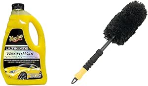 Meguiar`s ME G17748 Ultimate Wash et Wax, 1.42 L & X1902EU Brosse Jantes Supreme Microfibre - Medium 35cm