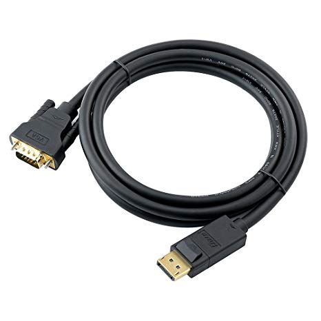 DTECH Displayport to VGA Cable 10ft DP Male to Male Adapter Cord with Gold Plated Connector - Black - 10 Feet